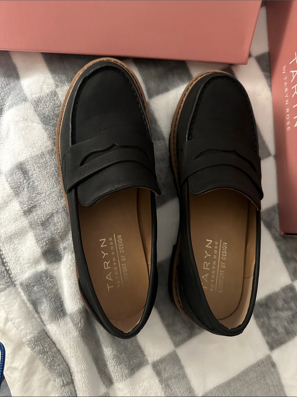 Taryn Rose Black Leather Penny Loafers - Picture 2 of 7